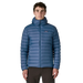 Patagonia Men's Down Sweater Hoody in Clement Blue, front view on model 