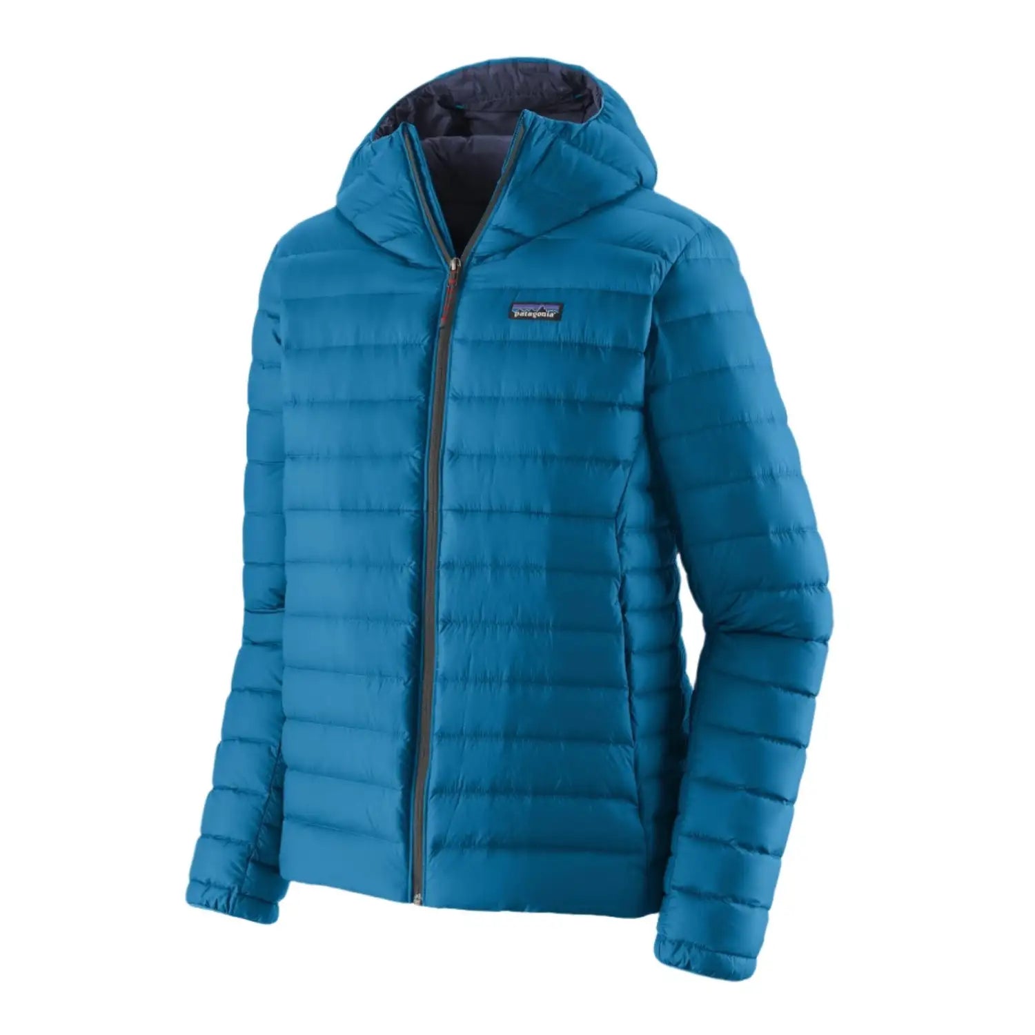 Patagonia M's Down Sweater Hoody, Endless Blue, front view flat