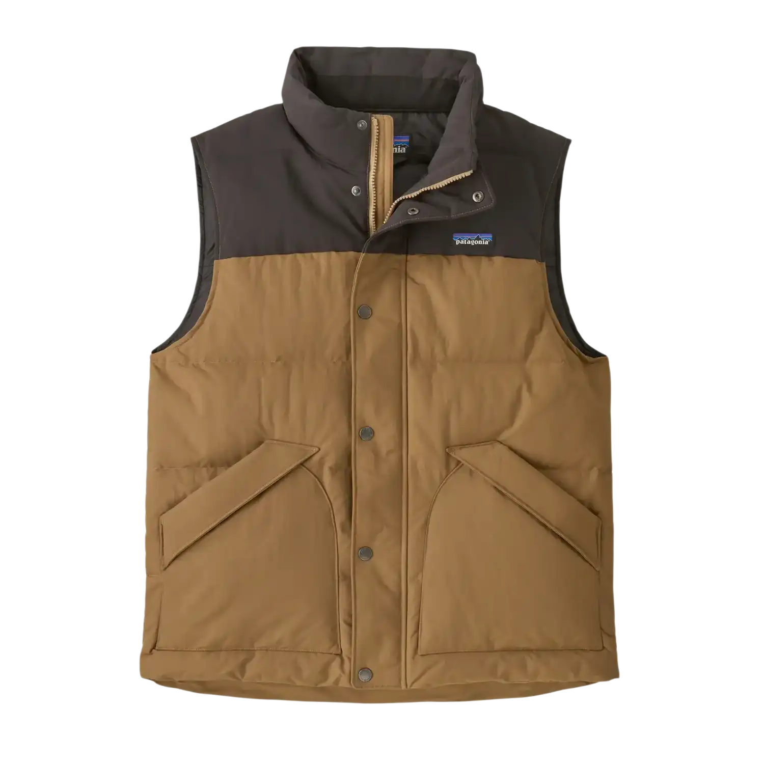 Patagonia M's Downdrift Vest in Coriander Brown, front view flat