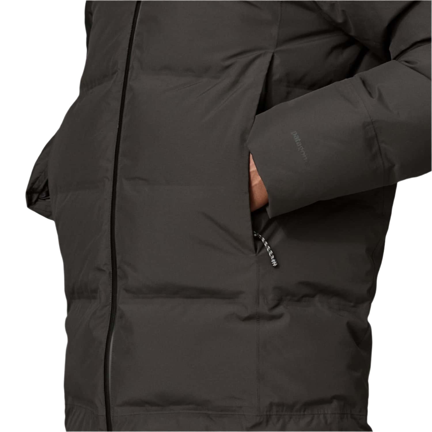 Patagonia M's Jackson Glacier Parka, Black, view of jacket pocket on model