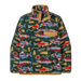 Patagonia Men's Lightweight Synchilla® Snap-T® Fleece Pullover in Salmon Energy Old Growth Green, front view flat