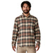 Patagonia M's Long-Sleeved Lightweight Fjord Flannel Shirt in Paw Dried Vanilla, front view of shirt on model 