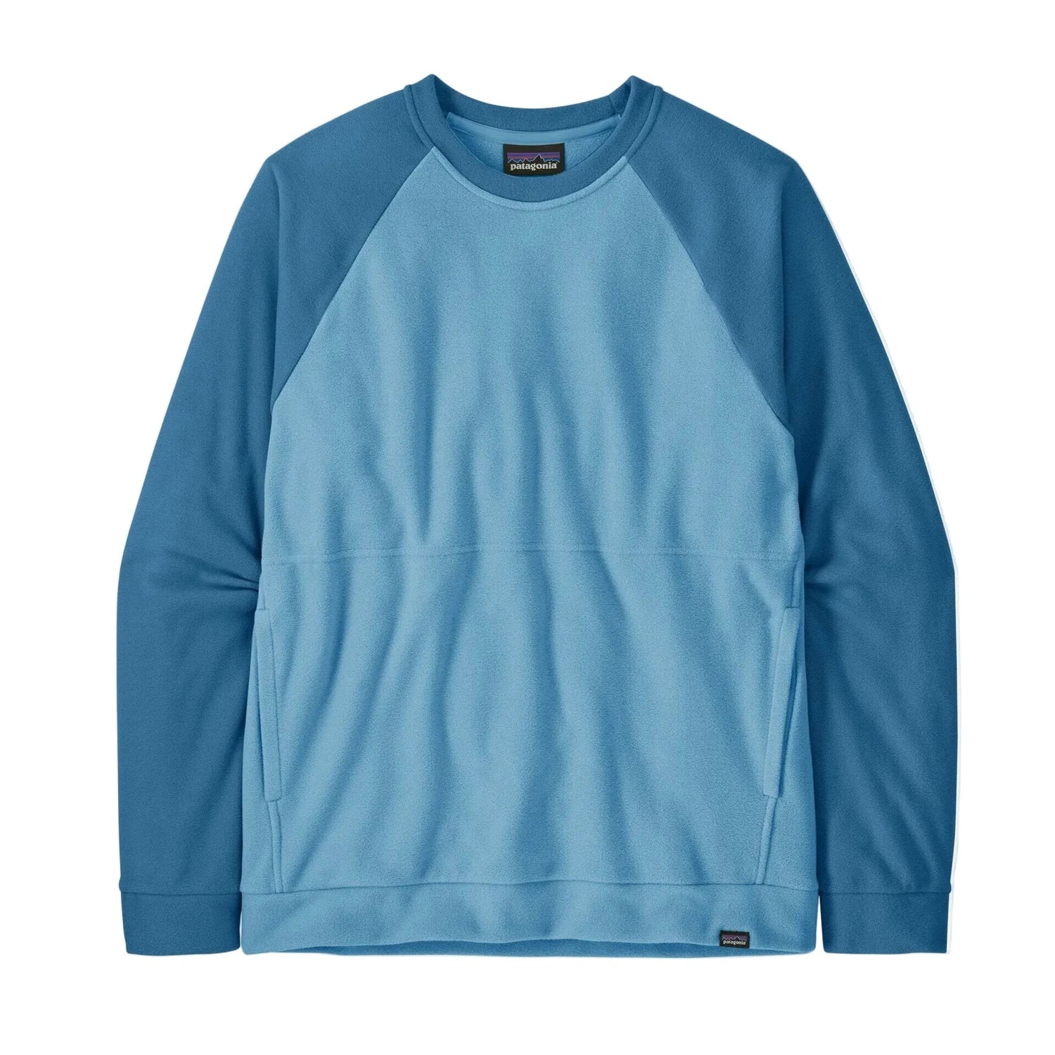Patagonia Men's Micro D® Fleece Crewneck in Shore Blue, front view flat