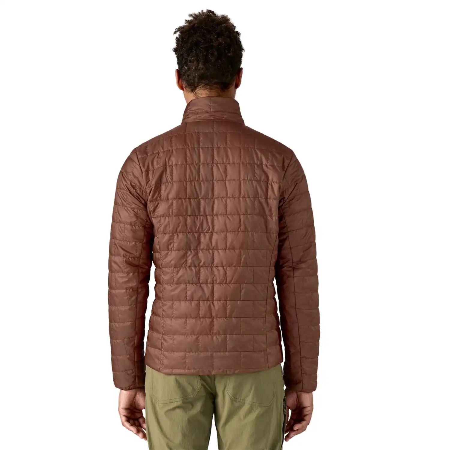 Patagonia Men's Nano Puff® Jacket in Dried Vanilla, back view on model 