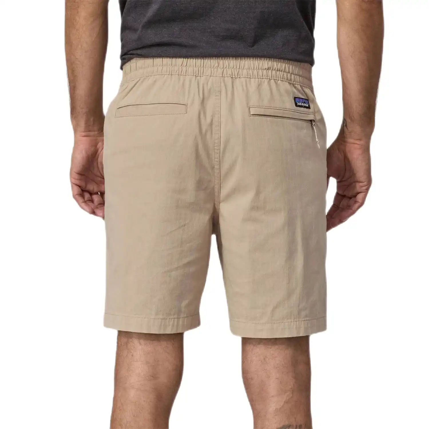 Patagonia M's Nomader Volley Shorts, Oar Tan, back view on model