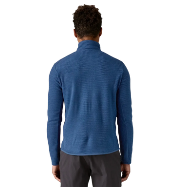 Patagonia Men's R1® Air Fleece Zip-Neck in Clement Blue, back view on model 