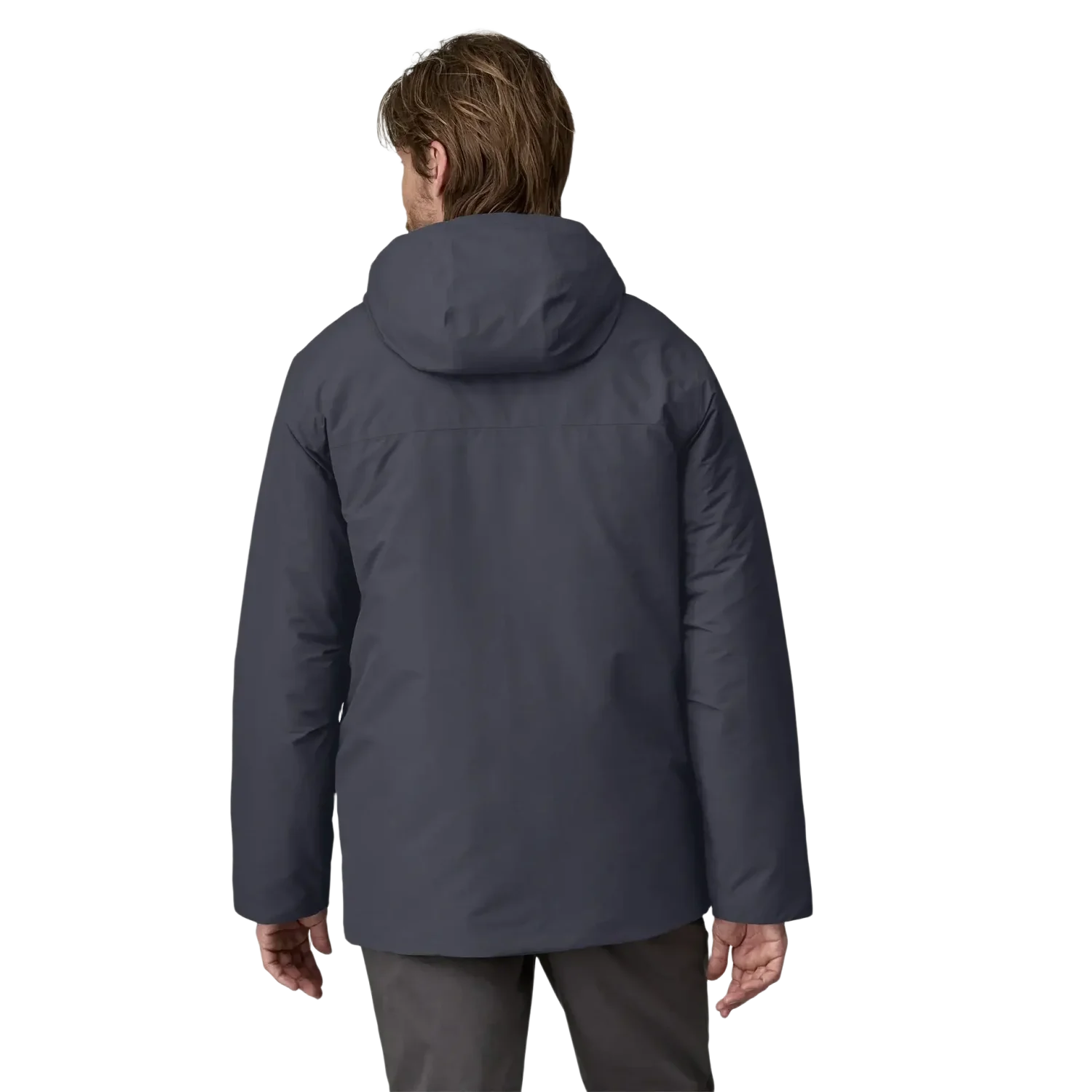 Patagonia Men's Windshadow Parka in Smolder Blue, back view on model 