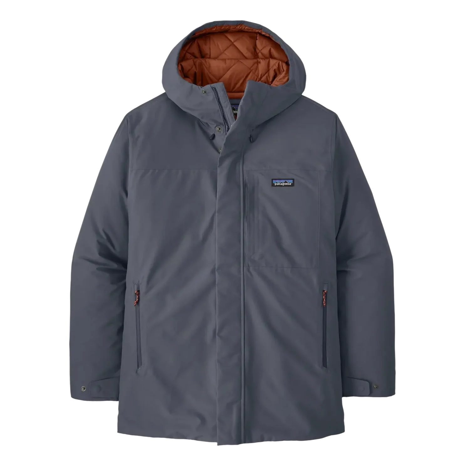 Patagonia Men's Windshadow Parka in Smolder Blue, front view flat