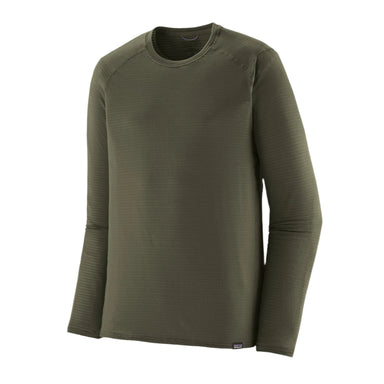 patagonia mens capiline thermal weight crewneck in pine needle green front flat view