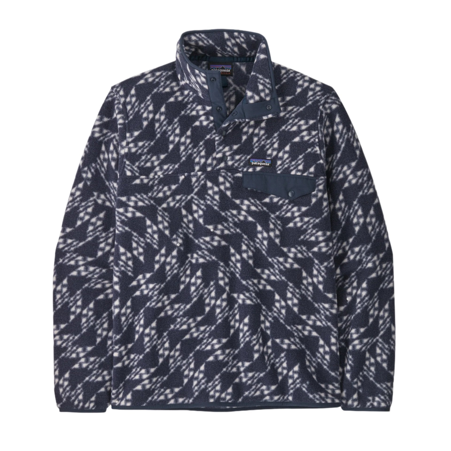 Patagonia mens lightweight synchilla stap t pullover in synched flight new navy front flat view