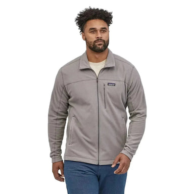 Patagonia Men's Micro D® Fleece Jacket Feather grey front view on model