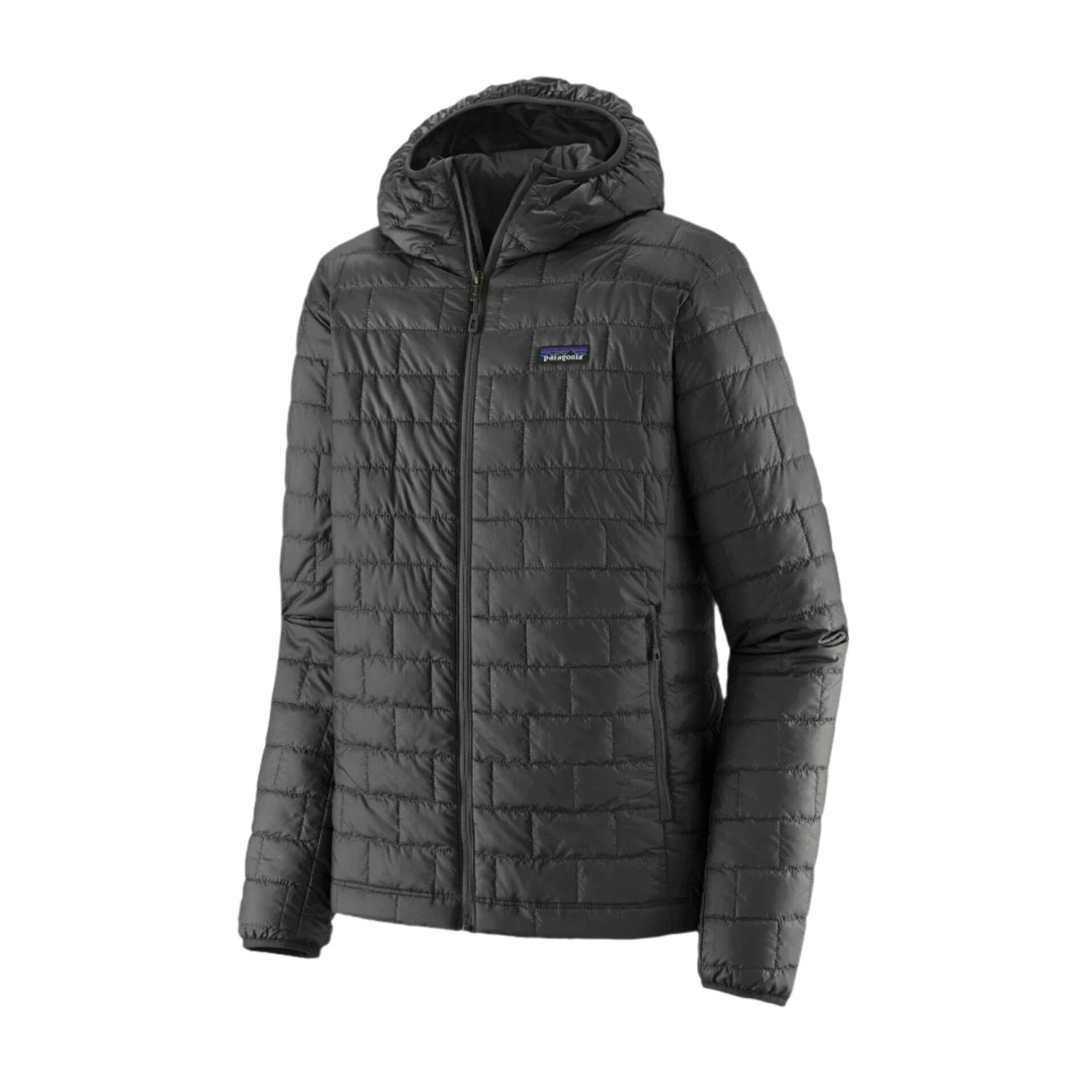 patagonia mens nano puff hoody in forge grey front flat view