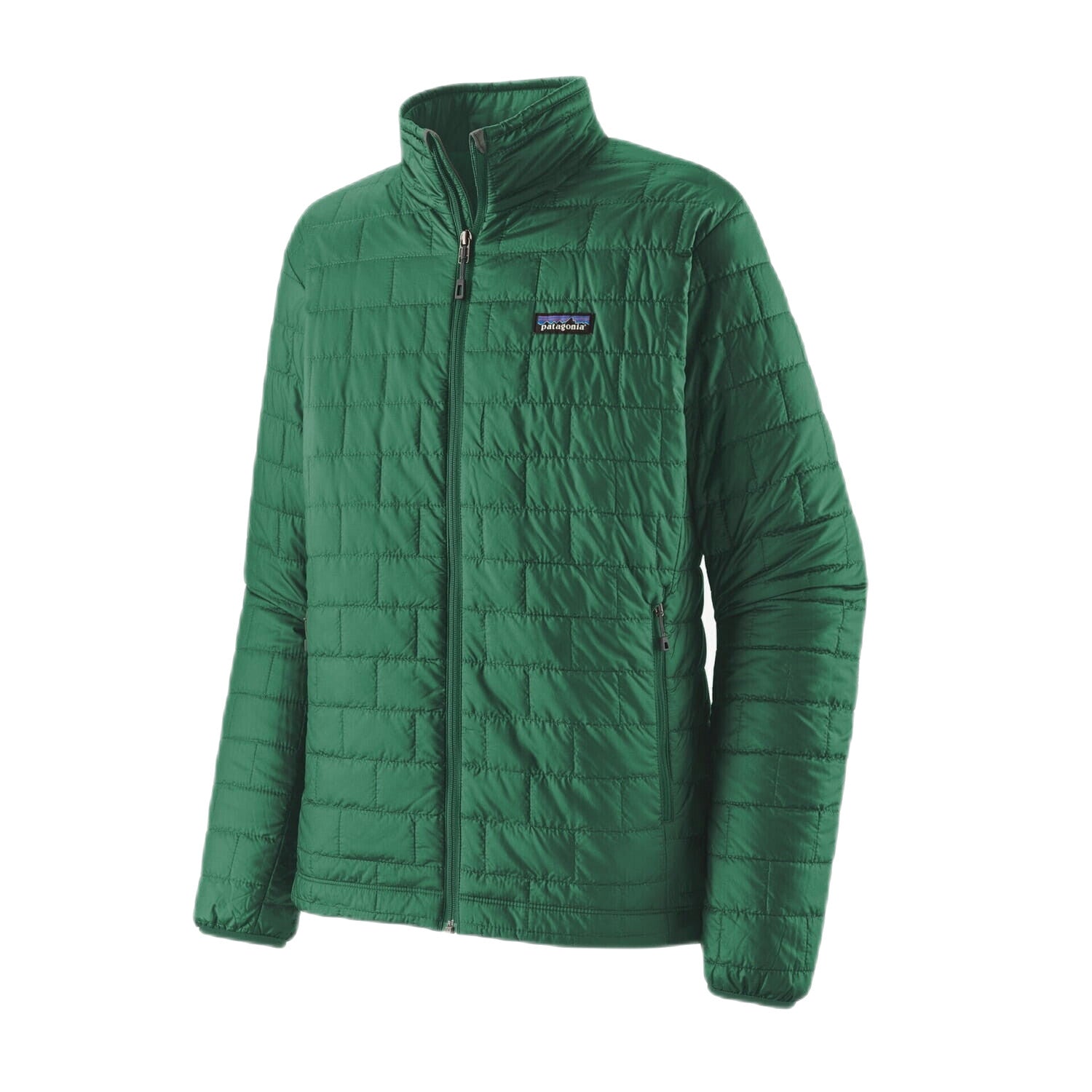 Patagonia Men's Nano Puff Jacket shown in the Conifer Green color. Front view.