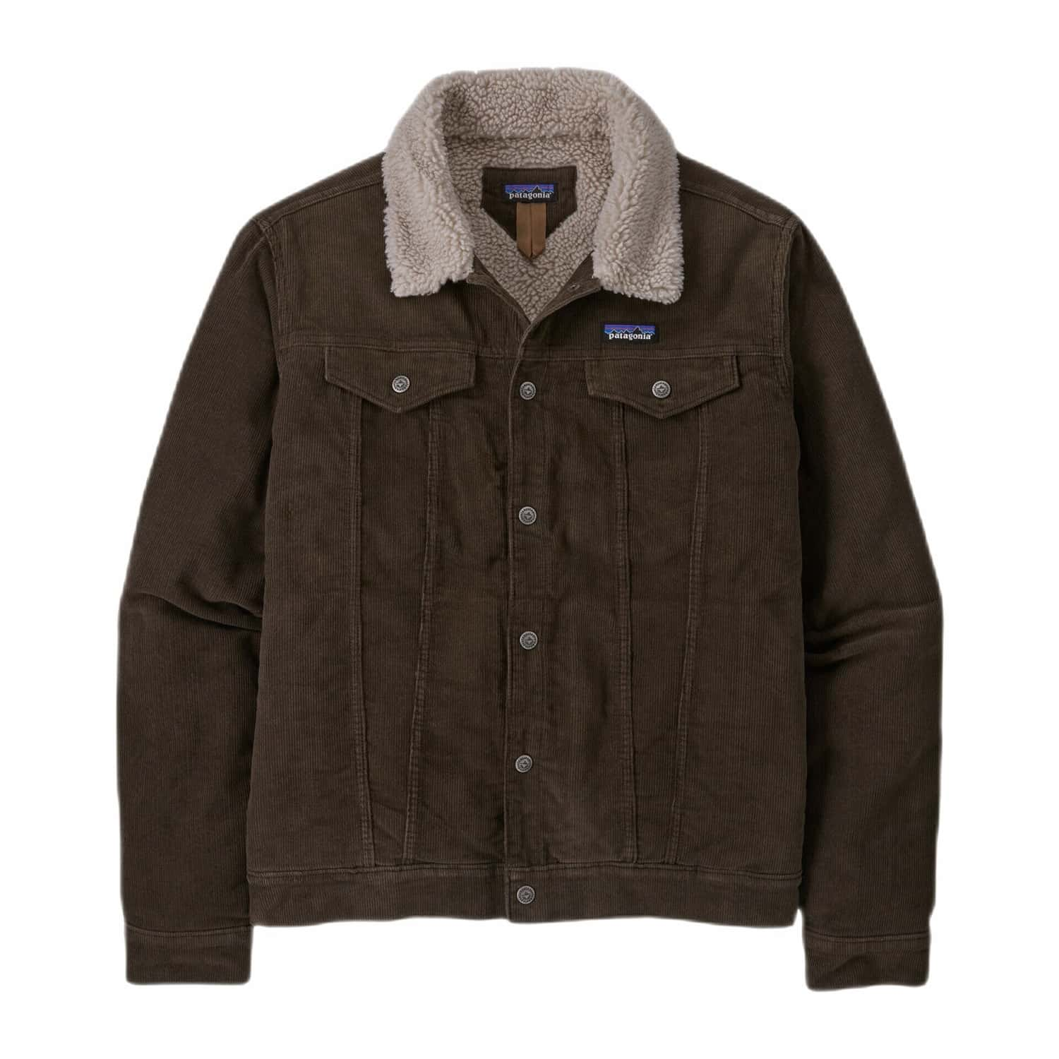 Patagonia M's Pile-Lined Trucker Jacket, Dark Walnut, front view flat 