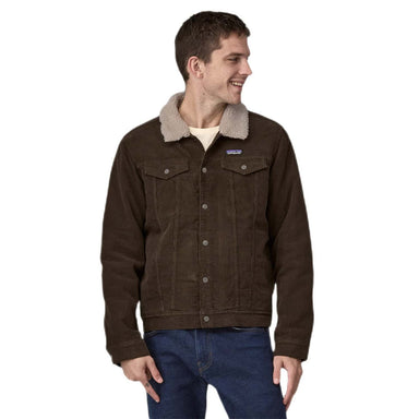 Patagonia M's Pile-Lined Trucker Jacket, Dark Walnut, front view on model