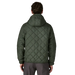 Patagonia Men's Diamond Quilted Bomber Insulated Hoody shown in the Old Growth Green color, back view on model.