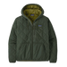 Patagonia Men's Diamond Quilted Bomber Insulated Hoody shown in the Old Growth Green color, front view.