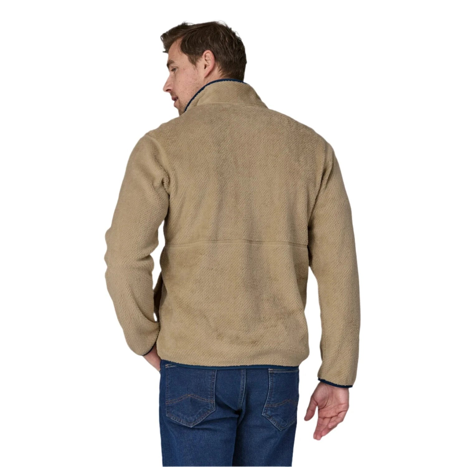 patagonia mens re-tool pullover in el cap khaki back model view