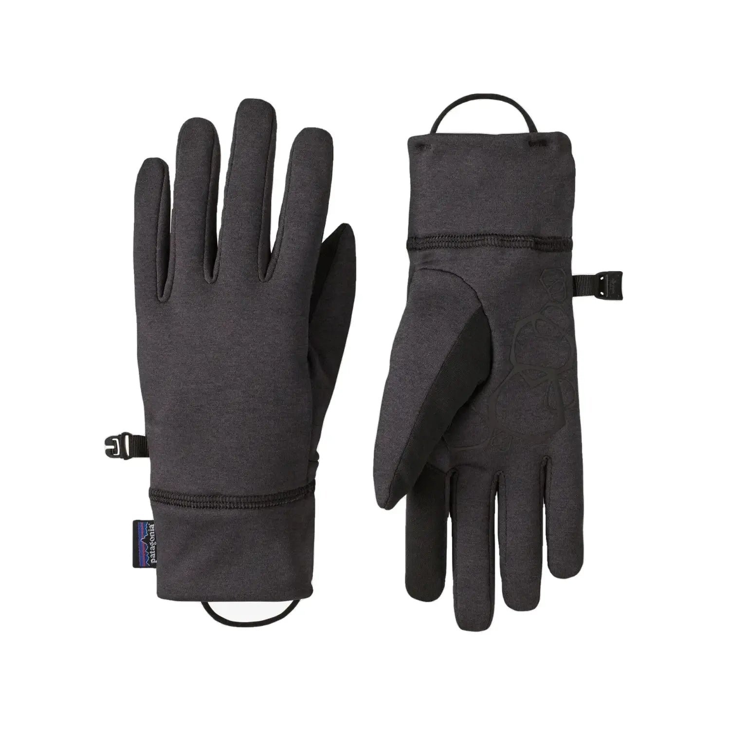 Patagonia R1® Daily Gloves, Ink Black, front and back view 