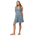 Patagonia W's Amber Dawn Dress, Channeling Sping Light Plume Grey, front view on model 