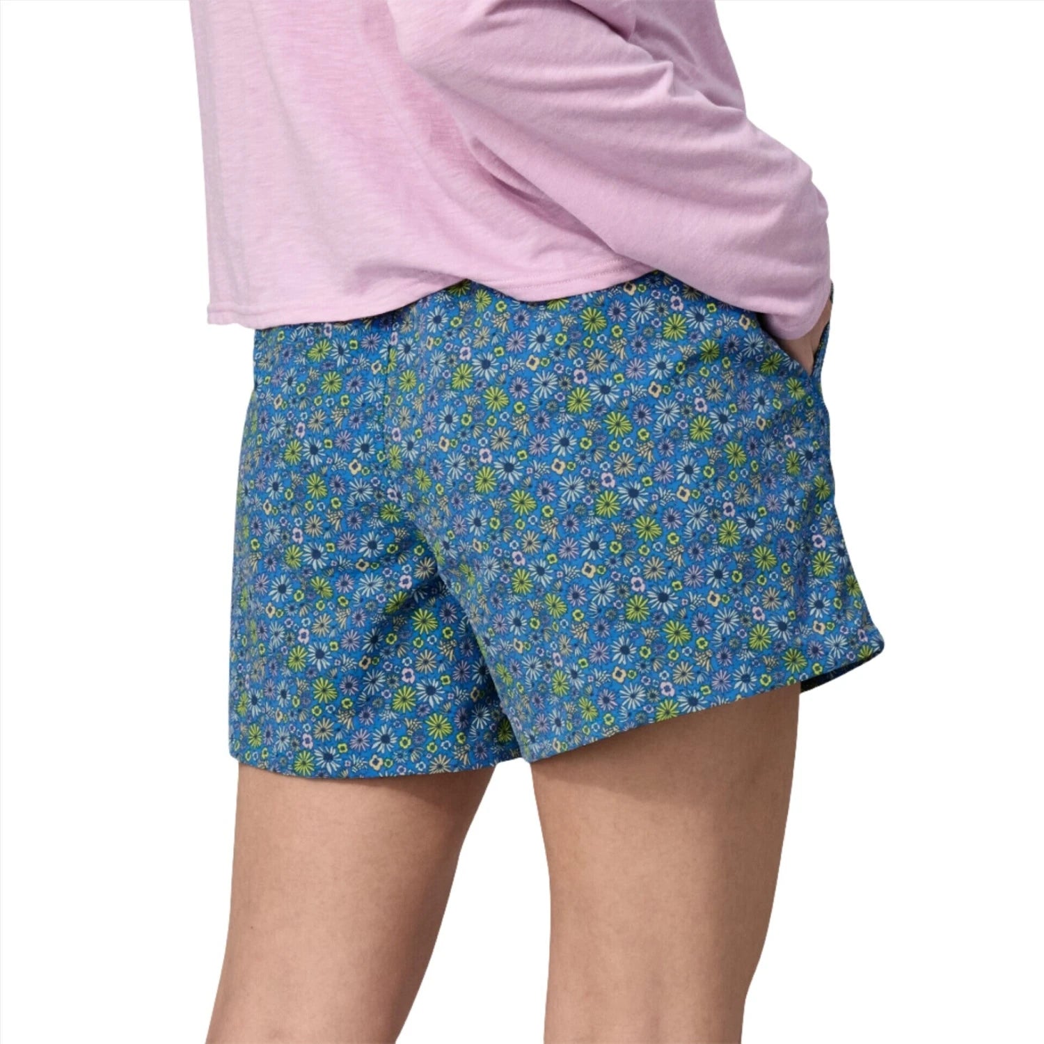 Patagonia W's Baggies™ Shorts - 5", Floral Fun Vessel Blue, back view on model 