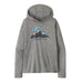Patagonia Women's Capilene® Cool Daily Hoody - Fitz Roy Nimbus in Feather Grey, front view flat