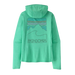 Patagonia Women's Capilene® Cool Sun Hoody - Peak Visions in Aqua Stone Teal X Dye, back view flat