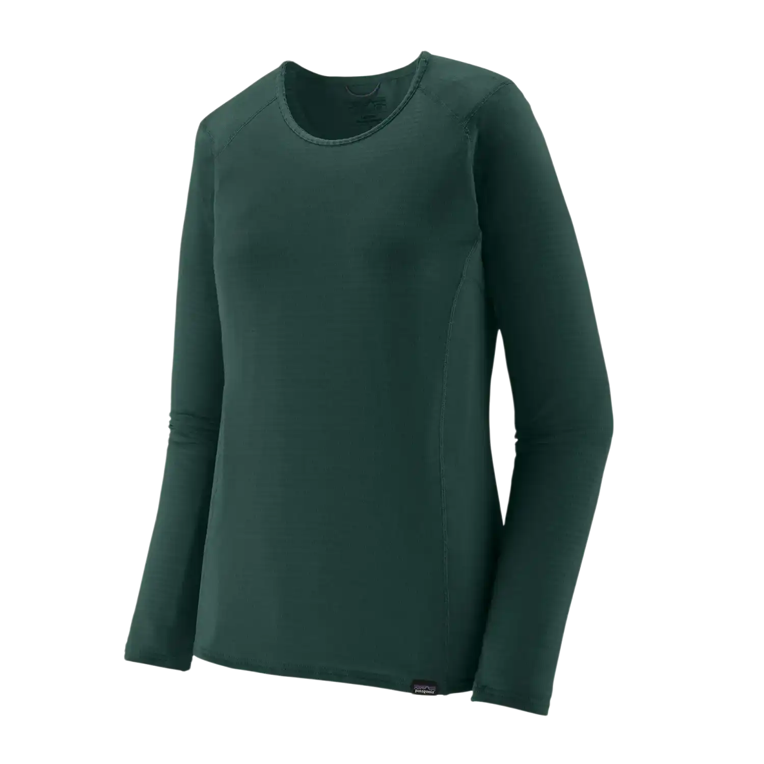 Patagonia Women's Capilene® Thermal Weight Crewneck in Cascade Green, front view flat