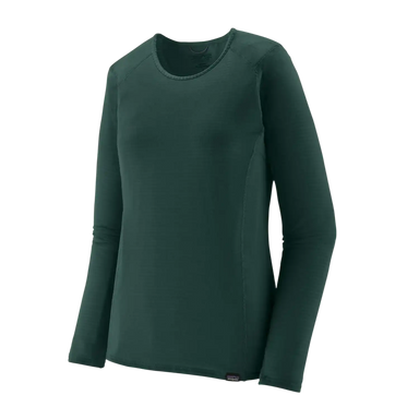Patagonia Women's Capilene® Thermal Weight Crewneck in Cascade Green, front view flat