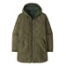 Patagonia Women's Diamond Quilted Parka in Basin Green, front view flat