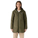 Patagonia Women's Diamond Quilted Parka in Basin Green, front view on model 