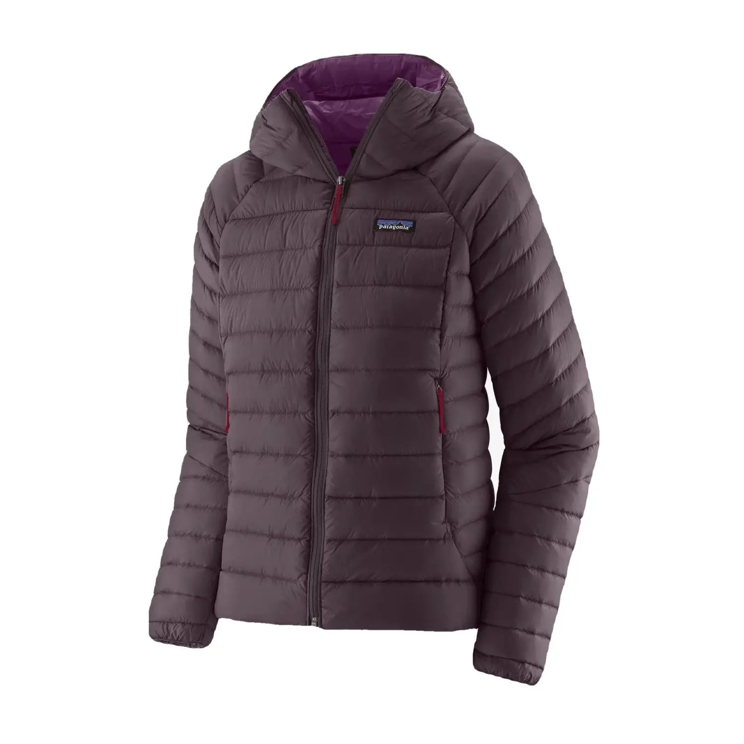 Patagonia W's Down Sweater Hoody, Obsidian Plum, front view 