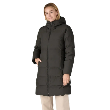 Patagonia Women's Jackson Glacier Parka in Black, front view on model 