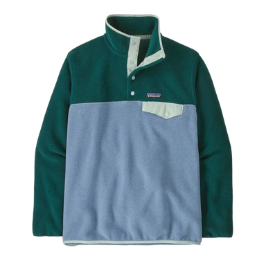 Patagonia Women's Lightweight Synchilla Snap-T Pullover in Barnacle Blue, front view flat