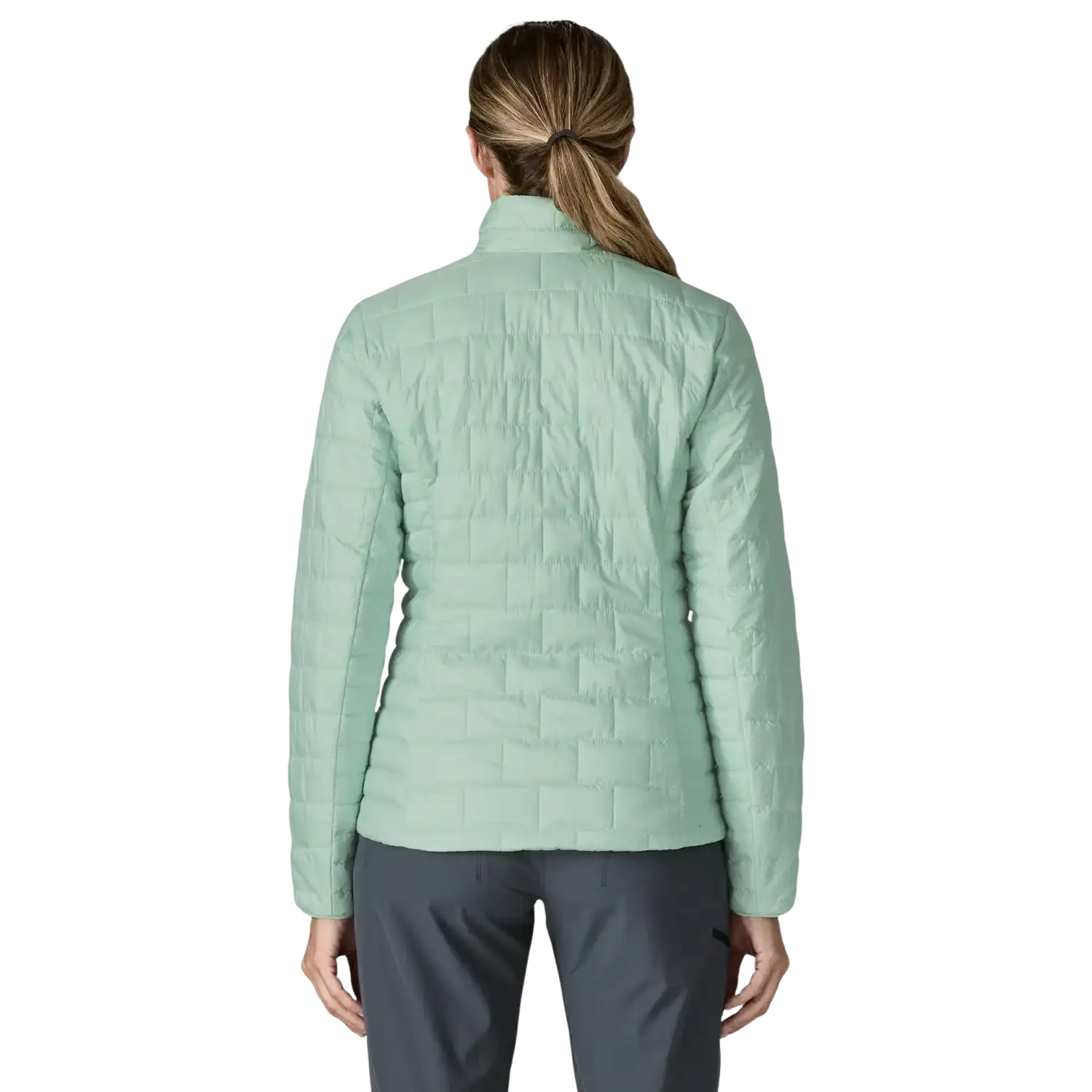 Patagonia Women's Nano Puff® Jacket in Thin Ice, back view on model 
