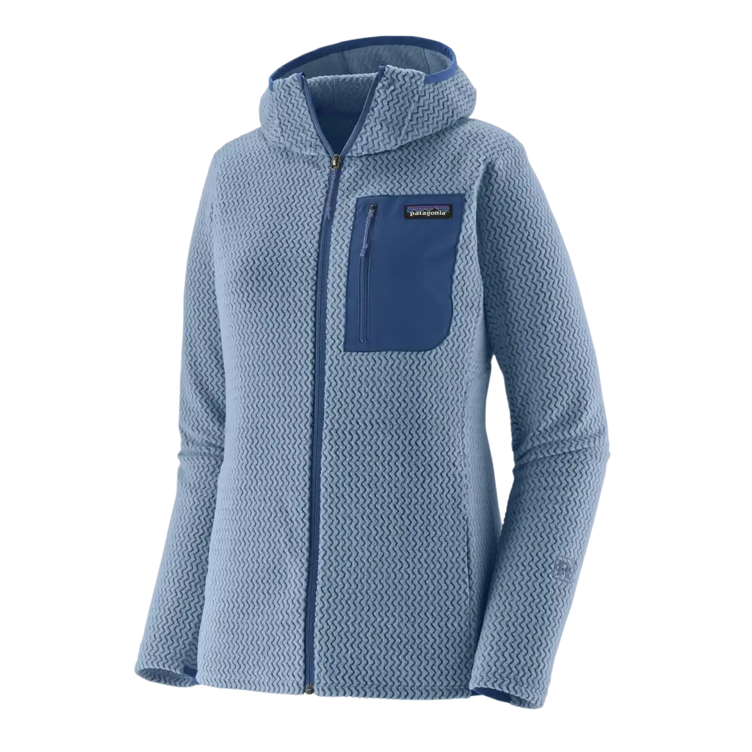 Patagonia Women's R1® Air Fleece Full-Zip Hoody in Branacle Blue, front view flat
