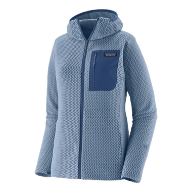 Patagonia Women's R1® Air Fleece Full-Zip Hoody in Branacle Blue, front view flat