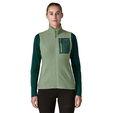 Patagonia Women's R1® Air Fleece Vest in Ellwood Green, front view on model