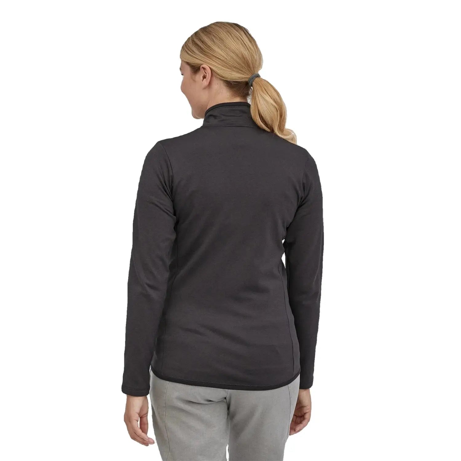 Patagonia W's R1® Daily Jacket, Ink Black-Black X-Dye, back view on model