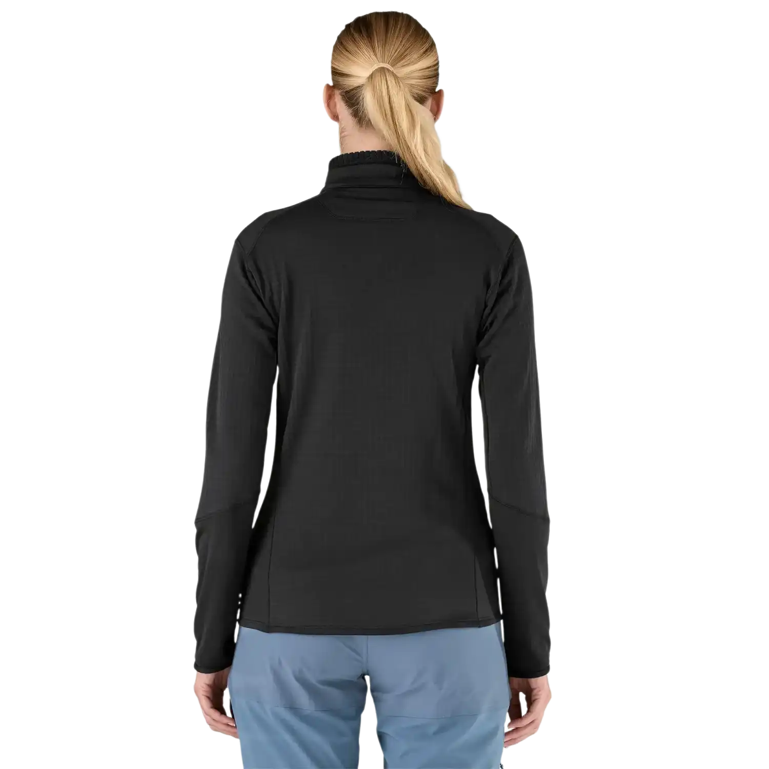 Patagonia Women's R1® Fleece Jacket in Black, back view on model