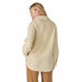 Patagonia Women's Retro Pile Fleece Shacket, Natural, back view on model