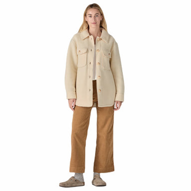 Patagonia Women's Retro Pile Fleece Shacket, Natural, front view on model full body