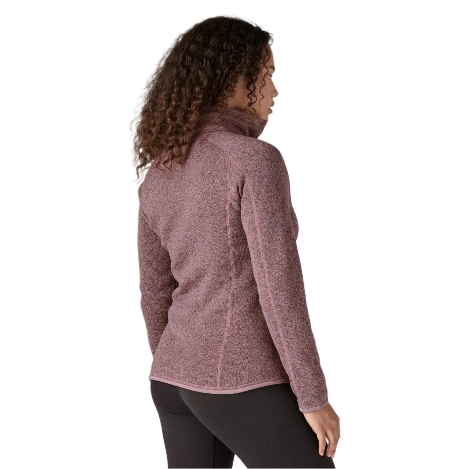 patagonia womens better sweater quarter zip fleece in stormy mauve back model view