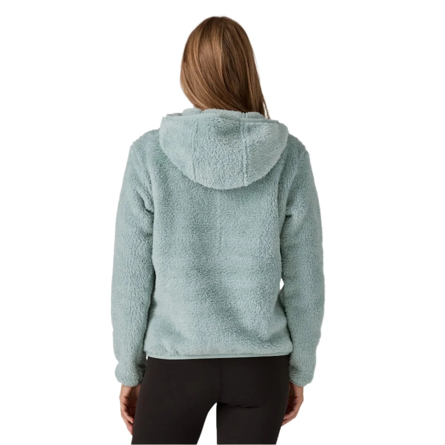 patagonia womens los gatos hoodie fleece pullover in thermal blue back model view