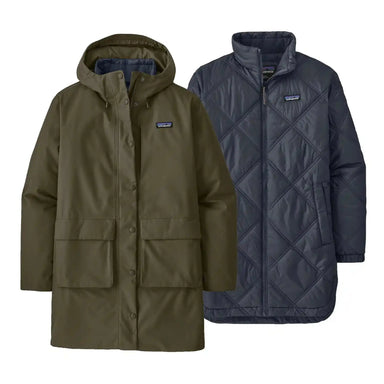 Patagonia Womens Pine Bank 3 in 1 Parka show in Basin Green option .