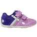 Pediped Flex® Gehrig Kids Shoes shown in Viola - side view. Purple shoe with blue and silver accent colors. 