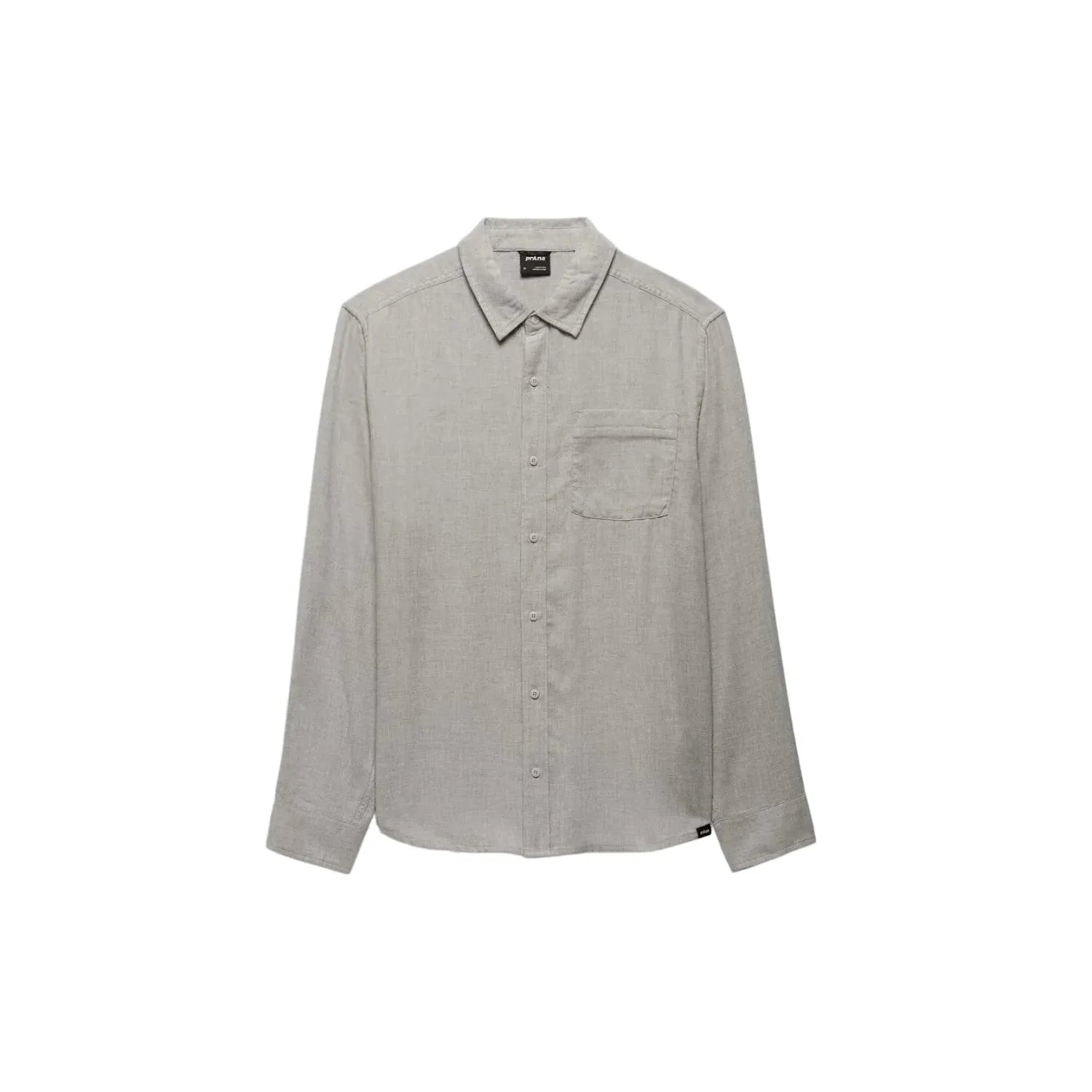 Prana Men's Mendocino Shirt in River Rock, front view flat