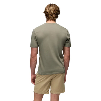 Prana Men's Wise AShort Sleeve Journeyman Short Sleeve Graphic Tee in Sage Wise Ass, back view model 