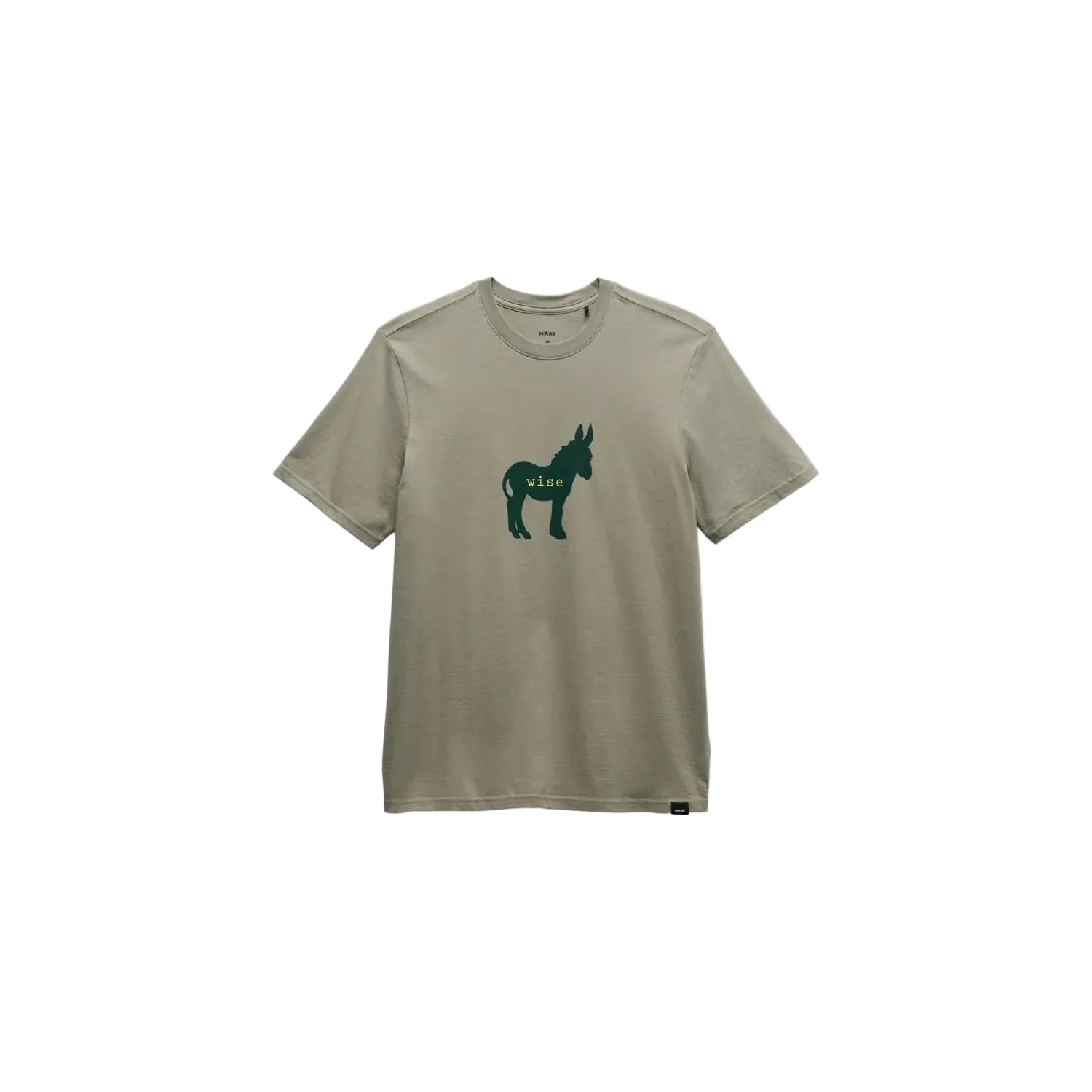 Prana Men's Wise AShort Sleeve Journeyman Short Sleeve Graphic Tee in Sage Wise Ass, front view flat
