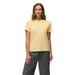 Prana Women's Cozy Up Short Sleeve Crew in Vanilla Bean, front view on model 